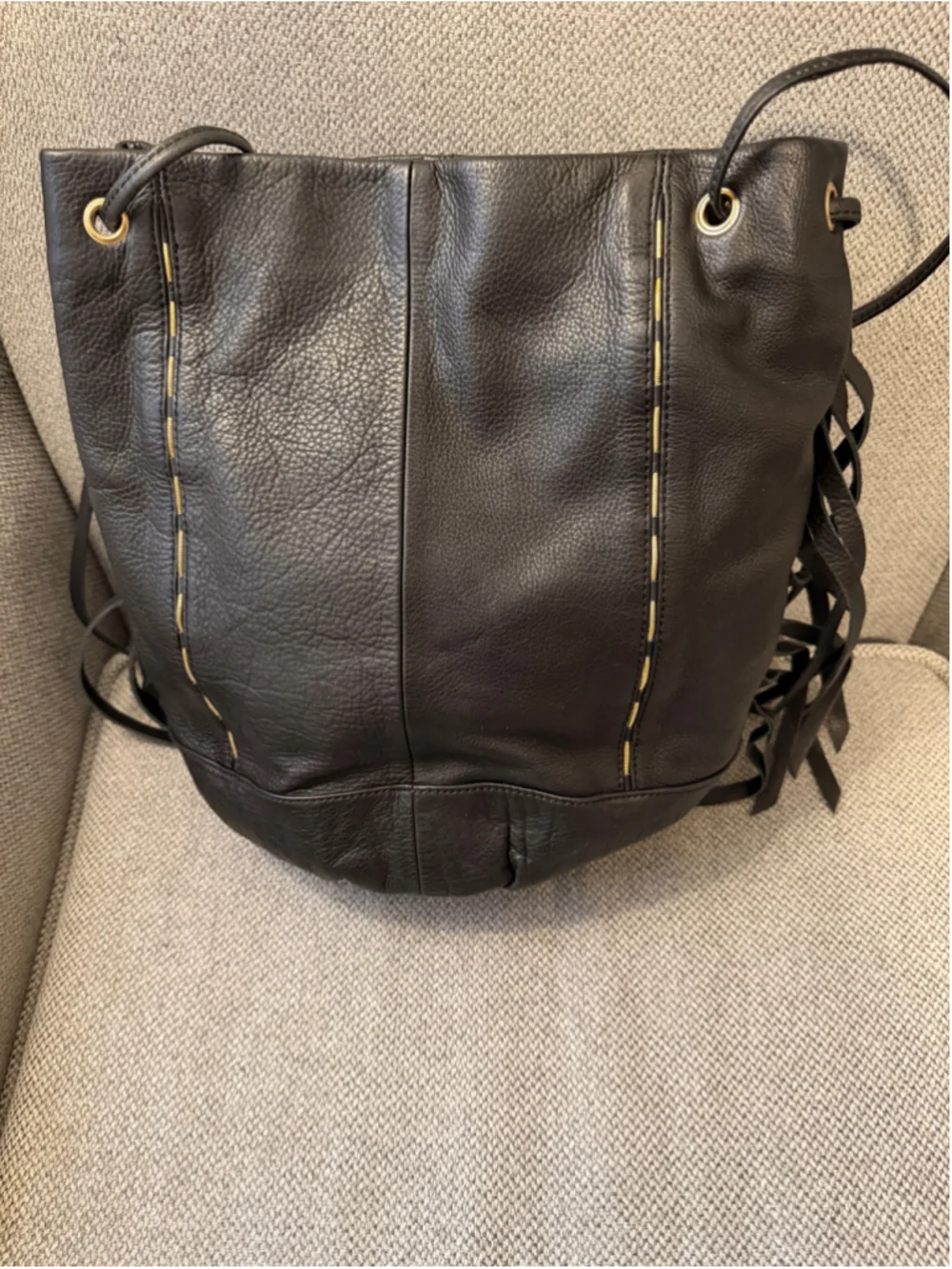Women's Kelsi Dagger Black Leather Bucket Hobo Bag, One Size